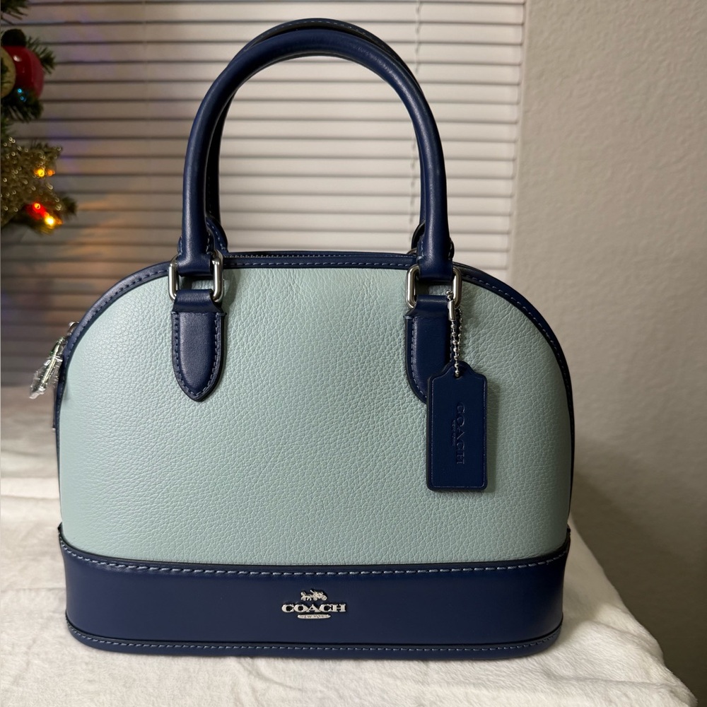 New! Coach Deep Blue and Light Blue Sabrina Satchel
